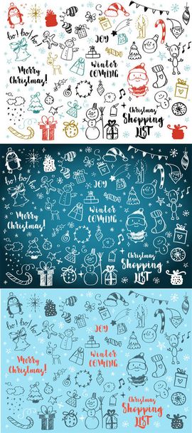 Iso joukko joulun suunnittelu elementti doodle tyyliin
 - Vektori, kuva