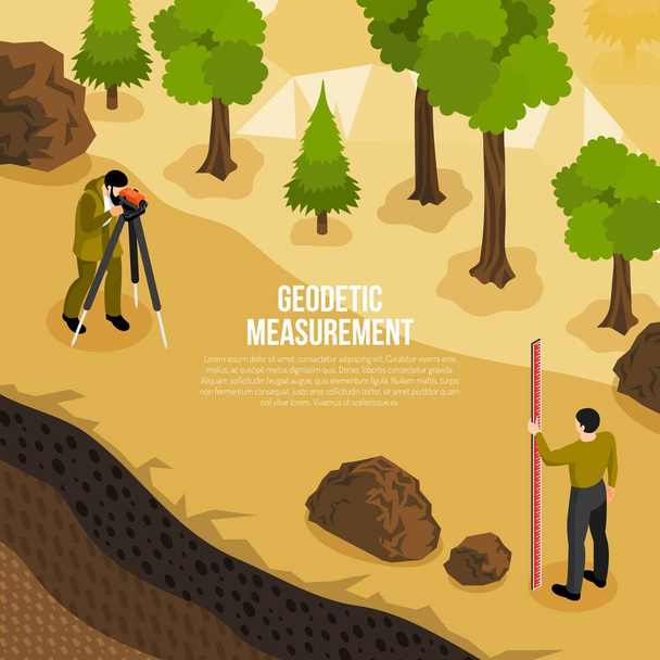 Geologist Work Isometric Composition  - Vector, Image
