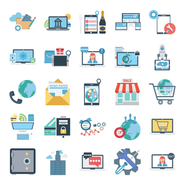 Business Concepts Color Vector Icons Set - Vector, Image