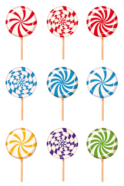 Conjunto rayas caramelos de menta, caramelo, vector. Estilo de dibujos animados, aislado
 - Vector, Imagen