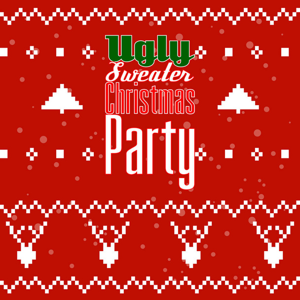 Ugly Christmas Sweater Party briefkaart of uitnodiging. - Vector, afbeelding