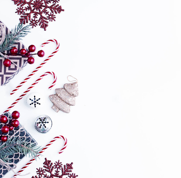 Christmas decorative ornaments on pastel background in vintage style - Valokuva, kuva