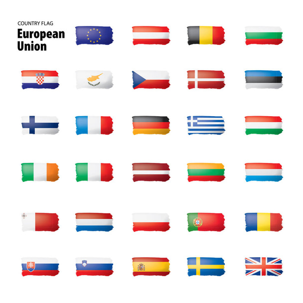 флаги европейского союза. Векторная иллюстрация. - Вектор,изображение