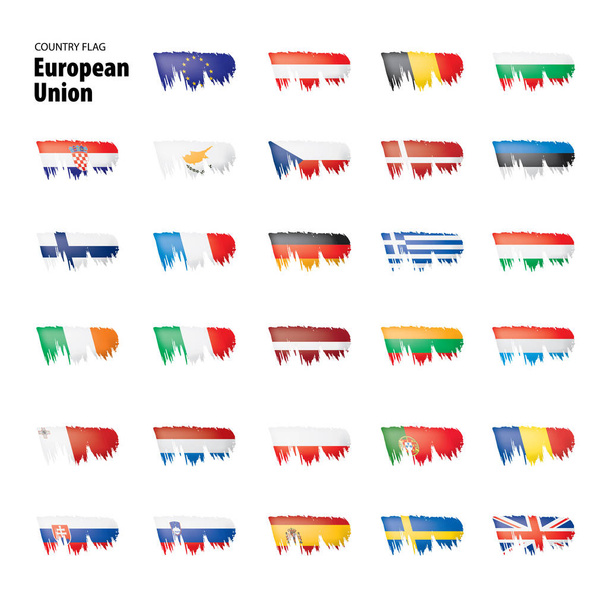 bandiere dell'Unione europea. Illustrazione vettoriale. - Vettoriali, immagini