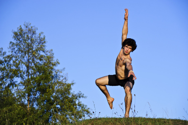 Ян балетний танцівник виконує на відкритому повітрі - Фото, зображення