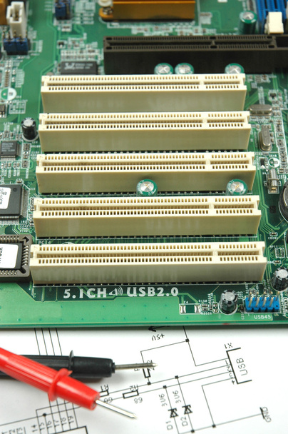 Sockets on printed circuit board - Photo, Image
