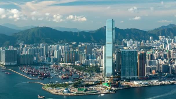 Beautifubeautiful West Kowloon Panorama v Hong Kongu - Hpyerlapsel West Kowloon Panorama v Hong Kongu - Hpyerlapse - Záběry, video