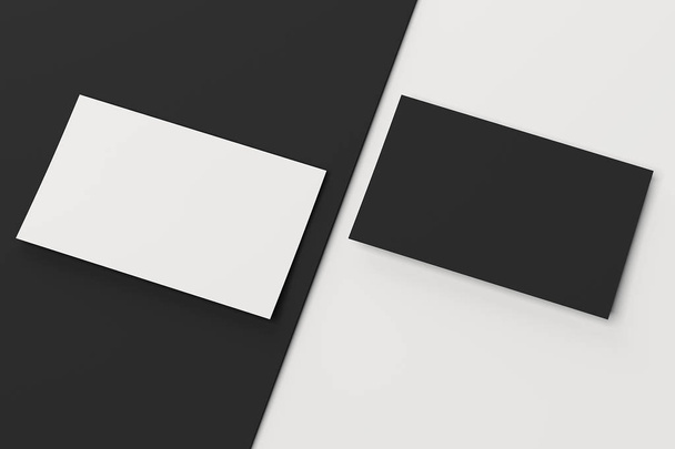 Close up of white and black business cards set, 3d rendering. - Photo, Image