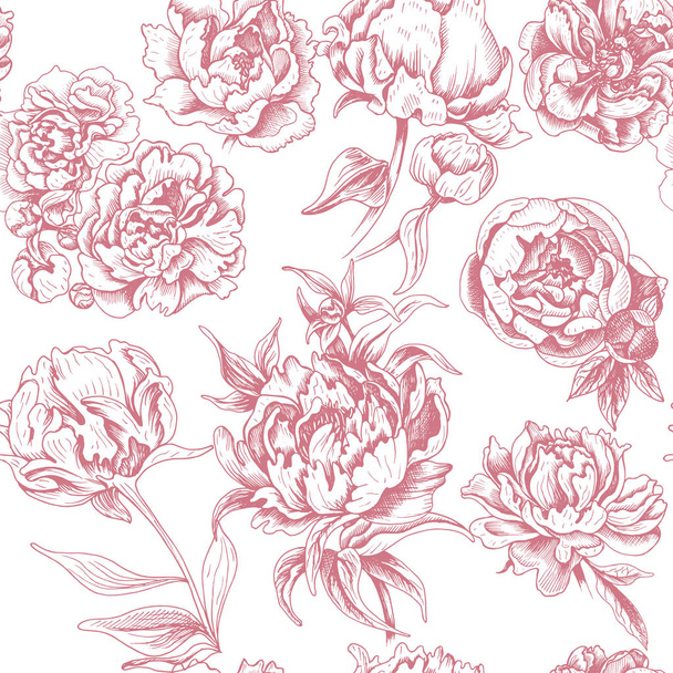 Vector illustration sketch - card with flowers chrysanthemum, peony. Pattern with flowers. Dahlias, Ruscus, Viburnum. - Wektor, obraz