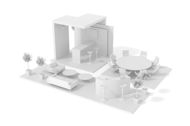 λευκό 3d μοντέλο περίπτερο εμπόριο, την παρουσίαση και προώθηση - Φωτογραφία, εικόνα