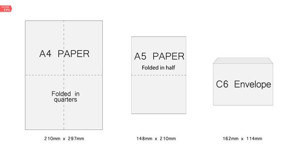 Busta modello c6 per carta a4, a5. Illustrazione vettoriale
 - Vettoriali, immagini