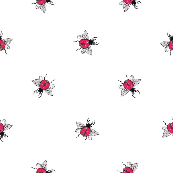 white background with insects, vector illustration - Vector, imagen
