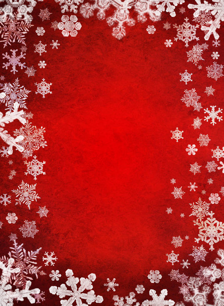 Red christmas background with snowflakes - Photo, Image