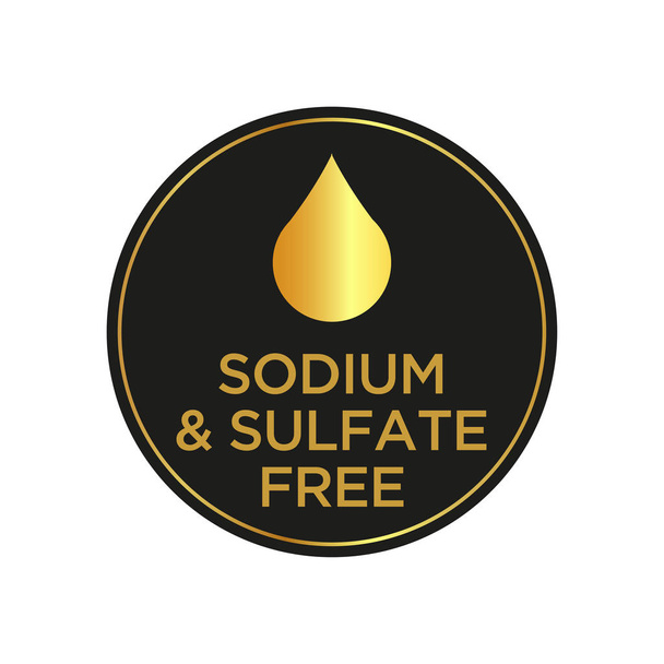 Sodio y sulfato Icono gratuito para etiquetas de champú, mascarilla, acondicionador y otros productos para el cabello. Oro y negro
 - Vector, imagen