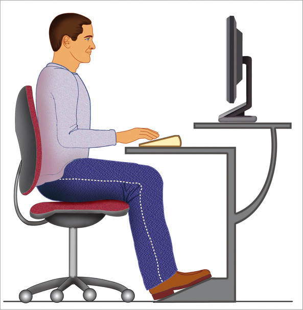illustratie van de juiste positie van personen op de computer - Foto, afbeelding