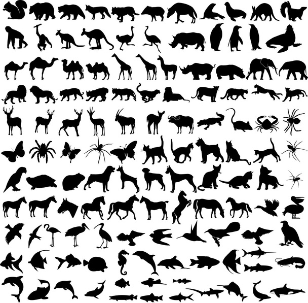 hayvanlar silhouettes - Vektör, Görsel