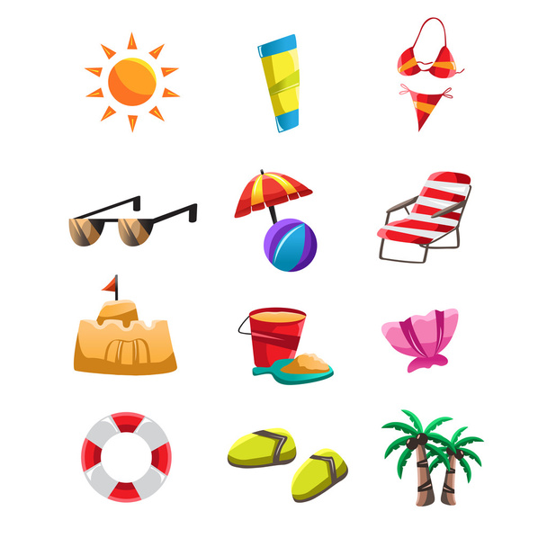 Beach icons - Vector, Imagen