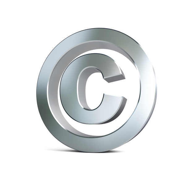 ilustracje 3d metalowy znak praw autorskich - Zdjęcie, obraz