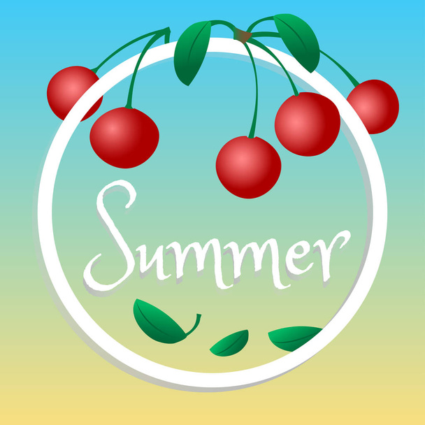 Summer design, cherries in a circle, vector illustration - Vektor, obrázek