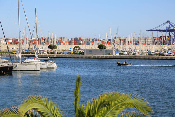 VALENCIA, SPAIN - JUNE 20, 2018: Beautiful view on yachts and sea port at summer season in Valencia,Spain - Φωτογραφία, εικόνα