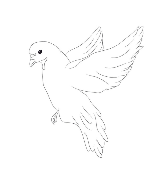 bird sitting on a branch, lines, vector, white background - Vektor, kép