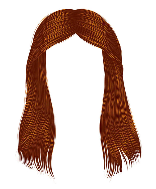流行の女性の長い髪赤生姜の色。美容ファッション . - ベクター画像