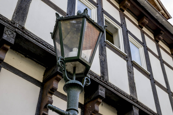 Streetlight with Framehouse in germany / Hattingen - Photo, Image