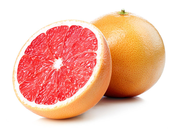 Whole and half of grapefruit isolated on white background - Photo, Image