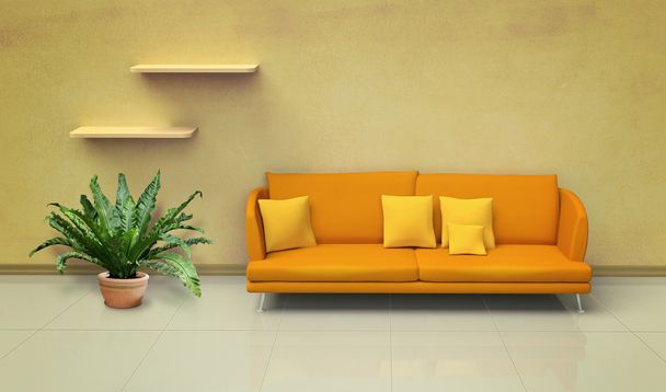 Orange sofa in the room - Fotografie, Obrázek