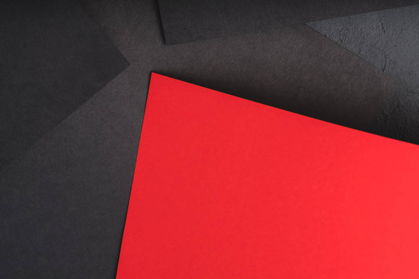 paper layers black red contrast abstract geometric - Photo, Image