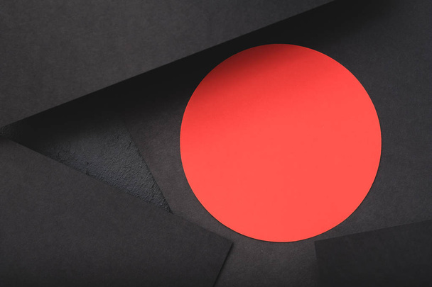 paper layers black red circle contrast abstract - Photo, Image