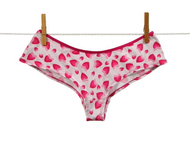 Valentine panties on a clothes line (with clipping path) - Photo, Image