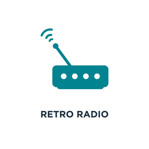 retro radio icon. media and music concept symbol design, vector illustration - Διάνυσμα, εικόνα