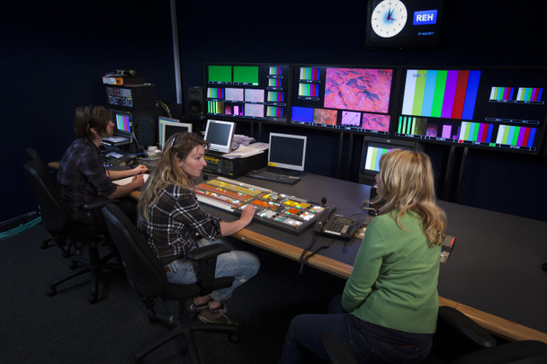Crew in TV Broadcast Gallery - Photo, Image