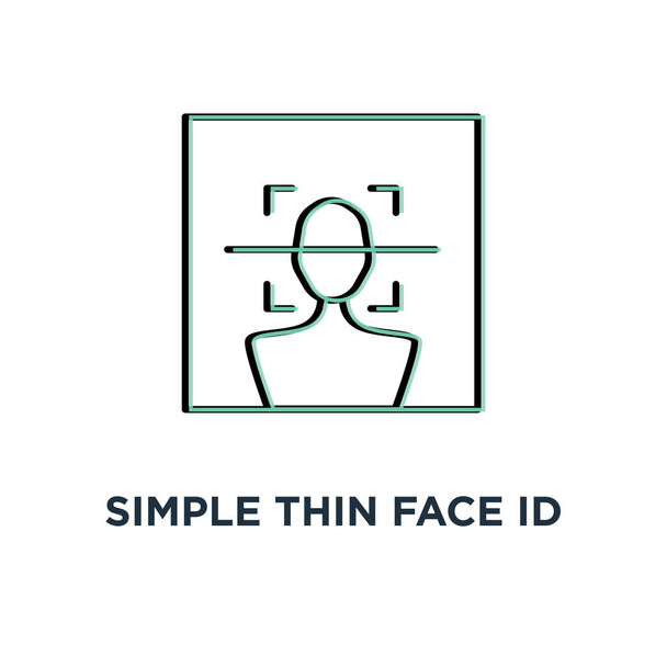ícone de varredura de rosto fino simples, símbolo tendência curso software moderno ui logotipo conceito de design gráfico linear de futuro rápido scanner facial para telefone inteligente ou laptop
 - Vetor, Imagem