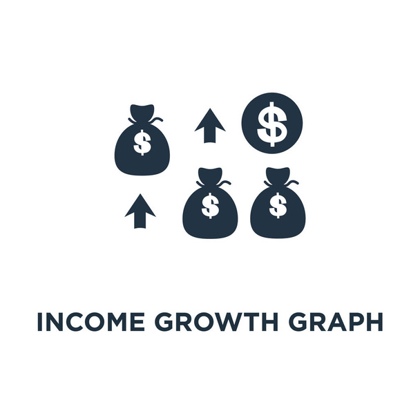 収入成長グラフのアイコン。投資チャート コンセプト シンボル デザイン、予算資金計画、収益の増加、会計報告書、ビジネスおよび金融のベクトル図に戻る - ベクター画像