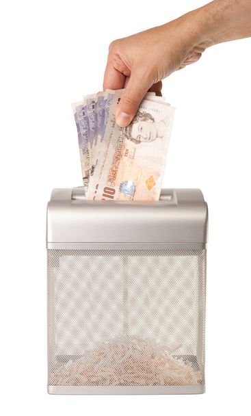 Shredder geld - Foto, afbeelding