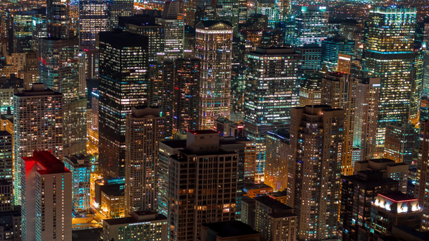 Geceleri Downtown Chicago hızlandırılmış - Video, Çekim