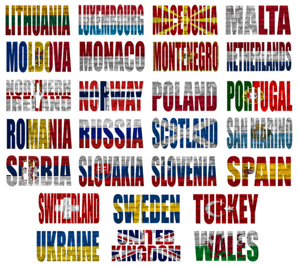 Europa landen vlag woorden deel 2 - Foto, afbeelding