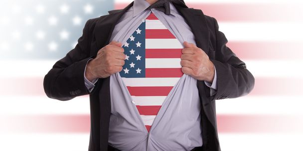 Business man with USA flag t-shirt - Photo, Image