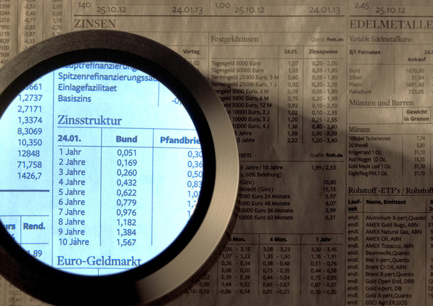 stock index and magnifier - Photo, Image