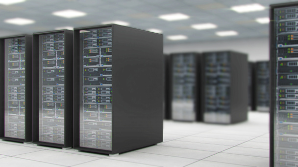 Centro de sala de servidores que intercambia datos cibernéticos y conexiones renderizado 3D
 - Foto, Imagen