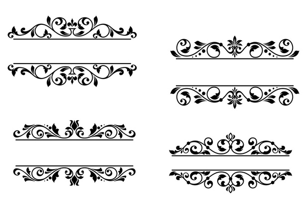 Quadro de cabeçalho com elementos florais retro
 - Vetor, Imagem