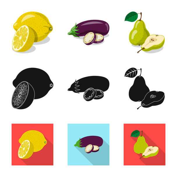 Vector design of vegetable and fruit icon. Collection of vegetable and vegetarian stock symbol for web. - Vektor, obrázek