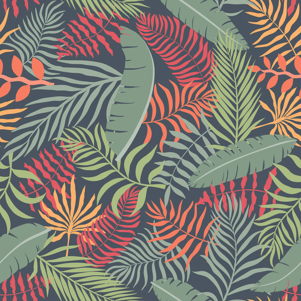 Tropical background with palm leaves. Seamless floral pattern. Summer vector illustration - Διάνυσμα, εικόνα