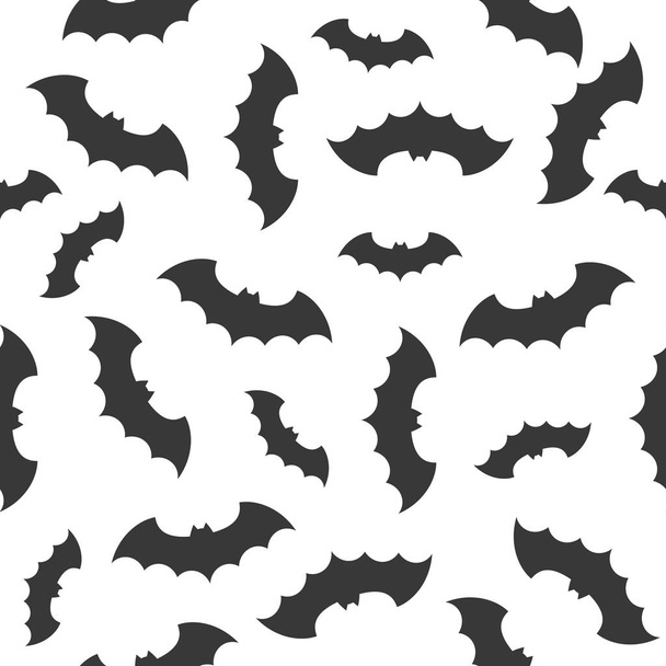 Летучие мыши, жуткий Хэллоуин бесшовный узор, плоский дизайн с обрезкой маски
 - Вектор,изображение