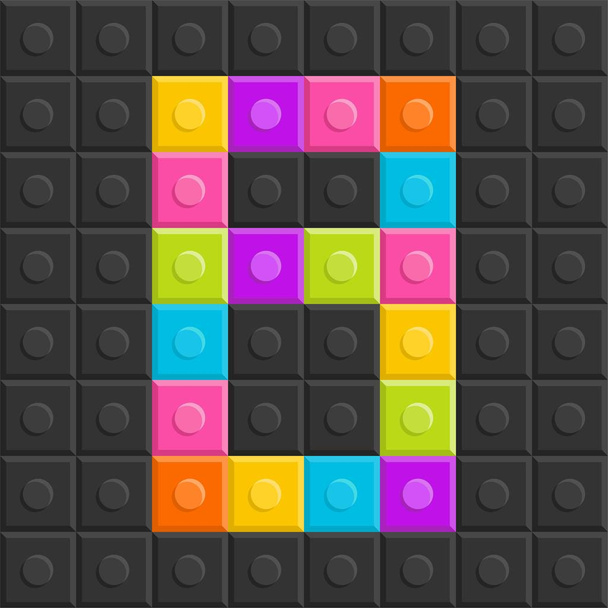 colorful brick block number eight, flat desig - Vector, Image