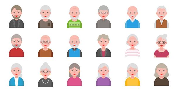 illustrazione di persone anziane isolate su sfondo bianco in stile piatto, icona perfetta pixel
 - Vettoriali, immagini