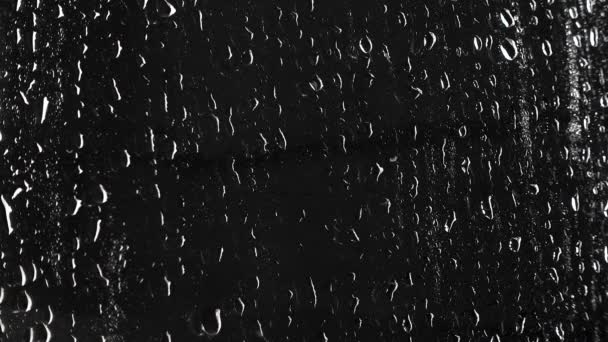 Textura tekutého kapek na černém okně - Záběry, video