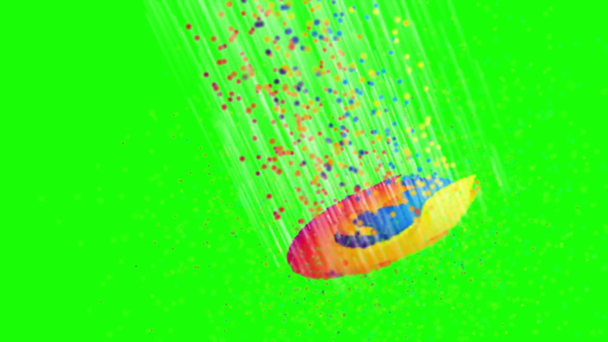 mozilla firefox browser icon tearing on particles footage isolated on green - Filmmaterial, Video